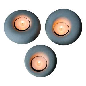 Betonové svícny v sadě 3 ks Donut – Mioli Decor