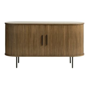 Hnědá nízká komoda v dekoru dubu s posuvnými dveřmi 140×76 cm Nola – Unique Furniture