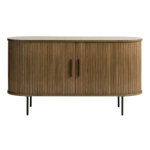Hnědá nízká komoda v dekoru dubu s posuvnými dveřmi 140×76 cm Nola – Unique Furniture