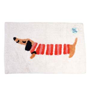 Červeno-bílá koupelnová předložka 83×52,5 cm Sausage Dog – Rex London