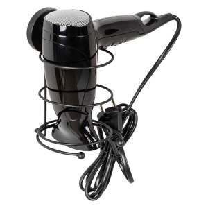 Černý nástěnný držák na fén Wenko Vacuum-Loc® Milazzo