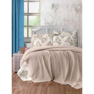 Světle hnědý bavlněný přehoz 220×240 cm Waffle – Mila Home