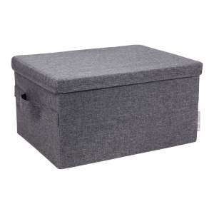 Šedý látkový úložný box s víkem 30x40x22 cm Soft Storage – Bigso