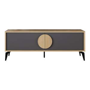 TV stolek v dekoru dubu v černo-přírodní barvě 140×51 cm Vae – Marckeric