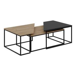 Konferenční stolky v sadě 3 ks s deskou v dubovém dekoru v přírodní barvě 70×110 cm Titan – Marckeric