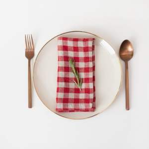 Lněné ubrousky v sadě 2 ks Red Gingham – Linen Tales