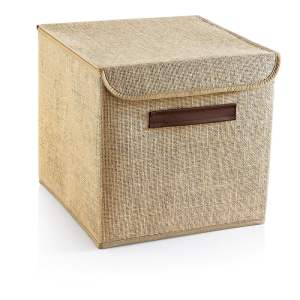 Světle hnědý úložný box s víkem z juty 30x30x30 cm – Mioli Decor
