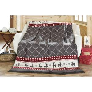 Šedá deka s vánočním motivem 180×220 cm – Mila Home