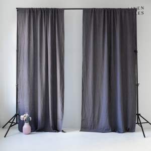 Tmavě šedý závěs 140×200 cm Night Time – Linen Tales
