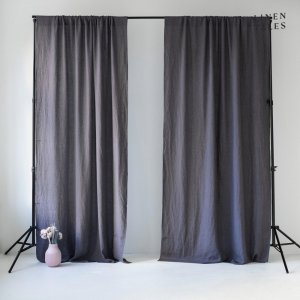 Tmavě šedý závěs 140×170 cm Night Time – Linen Tales
