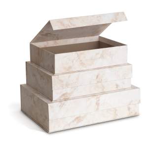 Béžové kartonové úložné boxy v sadě 3 ks s víkem/dekorativní 42,5×29,5×13 cm Kian Paper Laminate – Bigso