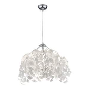 Bílé závěsné svítidlo Trio Pendant Leavy, výška 150 cm