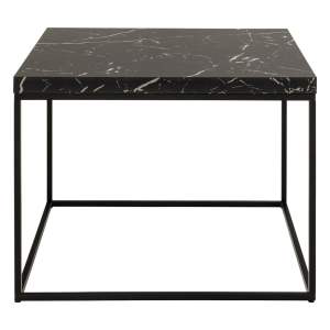 Černý konferenční stolek s deskou v dekoru mramoru 60×60 cm Barossa – Actona