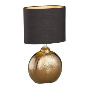 Keramická stolní lampa s textilním stínidlem v černo-bronzové barvě (výška 39 cm) Foro – Fischer & Honsel