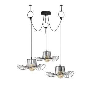 Černé závěsné svítidlo pro 3 žárovky Opviq lights Tel Hat