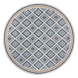 Žluto-modrý kulatý vnitřní a venkovní koberec ø 160 cm Zia Trellis – Flair Rugs
