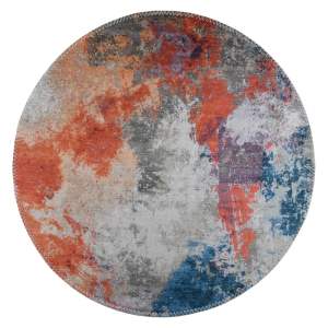 Modro-oranžový pratelný kulatý koberec ø 80 cm – Vitaus