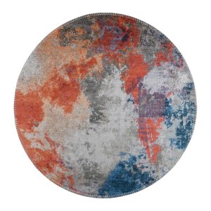Modro-oranžový pratelný kulatý koberec ø 80 cm – Vitaus