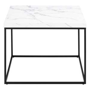 Bílý konferenční stolek s deskou v dekoru mramoru 60×60 cm Barossa – Actona