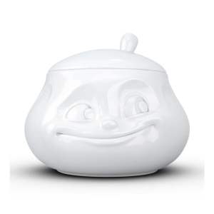 Bílá usměvavá cukřenka z porcelánu 58products