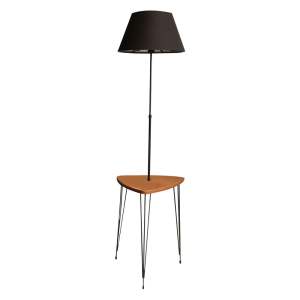 Stojací lampa v černo-přírodní barvě s textilním stínidlem (výška 147 cm) – Opviq lights
