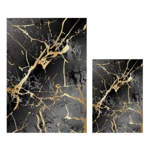Koupelnové předložky v černo- zlaté barvě v sadě 2 ks 60×100 cm Cracks – Mila Home