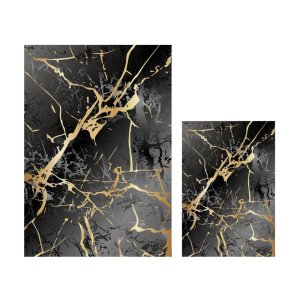 Koupelnové předložky v černo- zlaté barvě v sadě 2 ks 60×100 cm Cracks – Mila Home