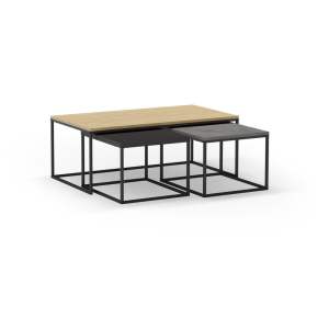 Konferenční stolky v sadě 3 ks v šedo-přírodní barvě 60×110 cm Camelia – Marckeric