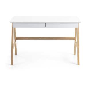 Pracovní stůl s bílou deskou Kave Home Ingo, 120 x 60 cm