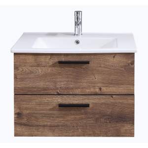 Hnědá závěsná skříňka v dekoru dubu bez umyvadla 71×51 cm Set 374 – Pelipal