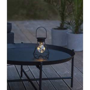 Černá LED lucerna Star Trading Eddy, výška 15,5 cm
