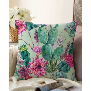 Zelený povlak na polštář s příměsí bavlny Minimalist Cushion Covers Cactus, 55 x 55 cm