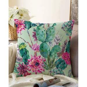 Zelený povlak na polštář s příměsí bavlny Minimalist Cushion Covers Cactus, 55 x 55 cm