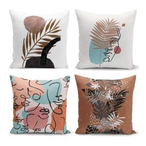Sada 4 povlaků na polštáře Minimalist Cushion Covers Cesso, 45 x 45 cm