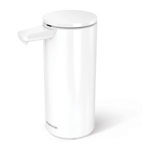 Bílý bezdotykový kovový dávkovač mýdla 414 ml – simplehuman