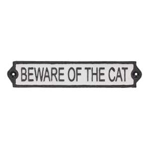 Litinová cedule 26×5 cm Beware of the Cat – Esschert Design