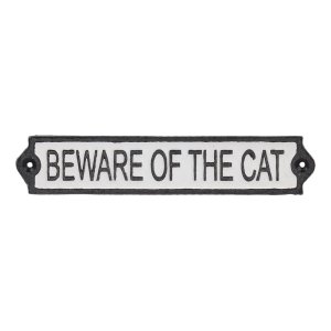 Litinová cedule 26×5 cm Beware of the Cat – Esschert Design