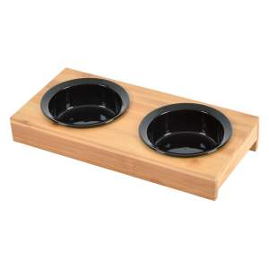 Bambusový set misek s podstavcem pro psa ø 12 cm – Love Story