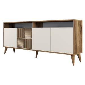 Nízká komoda v dekoru ořechu v krémové a přírodní barvě 180×79 cm Milan – Kalune Design
