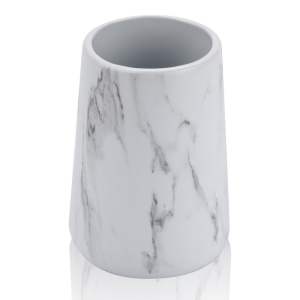 Bílý keramický kelímek na zubní kartáčky Marble – Tomasucci