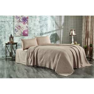 Hnědý bavlněný přehoz na dvoulůžko 220×240 cm Lotus – Mijolnir