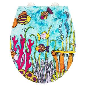 Záchodové prkénko s automatickým zavíráním 37 x 44,5 cm Rollin’Art Ocean Life – Wenko