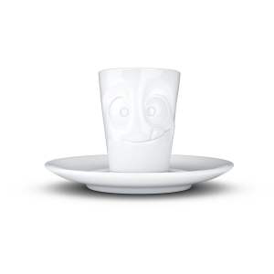 Bílý mlsný porcelánový šálek na espresso s podšálkem 58products, objem 80 ml