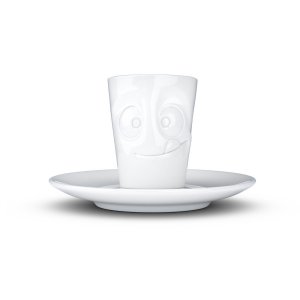 Bílý mlsný porcelánový šálek na espresso s podšálkem 58products, objem 80 ml