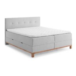 Světle šedá boxspring postel s úložným prostorem 180×200 cm Catania – Meise Möbel