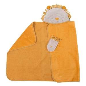 Set žluté bavlněné dětské osušky s kapucí a žínky 80×114 cm Sous mon Baobab – Moulin Roty
