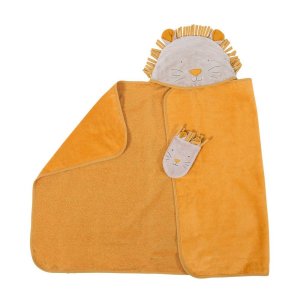Set žluté bavlněné dětské osušky s kapucí a žínky 80×114 cm Sous mon Baobab – Moulin Roty