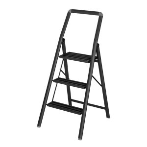 Černé schůdky Wenko Compact, výška 114,5 cm