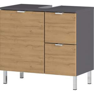 Šedá skříňka pod umyvadlo v dekoru dubu 60×56 cm Mauresa – Germania