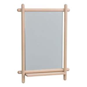 Nástěnné zrcadlo s poličkou s dřevěným rámem 52×74 cm Milford – Rowico